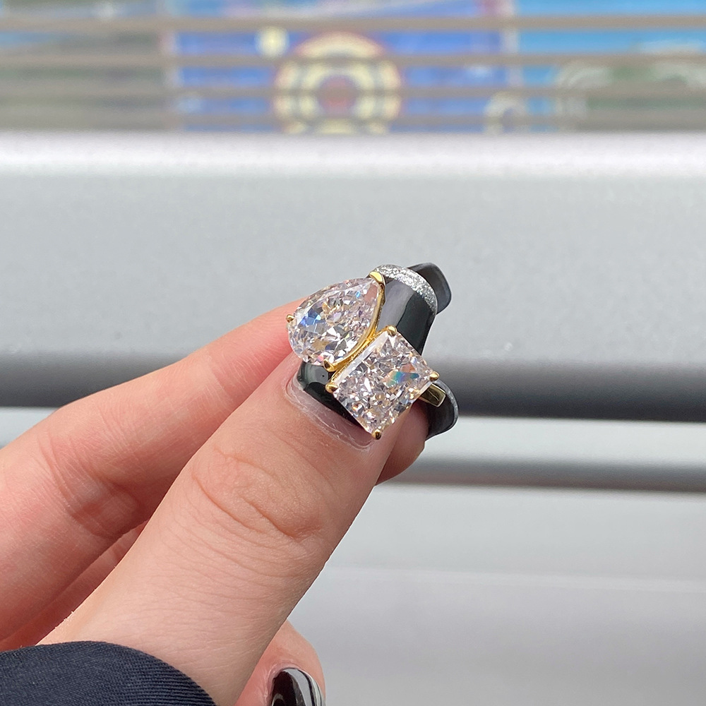 Fashion Geometric Sterling Silver Inlay Zircon Rings 1 Piece