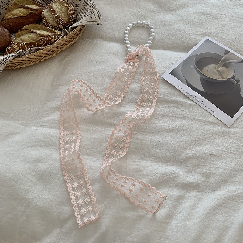 Bufandas de encaje femeninas coreanas de primavera y otoño universal moda bufandas de cuello cuello collar de perlas cuello de cabello