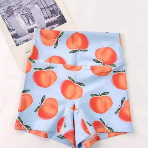 High-Waisted Butt-Lifting Naked-Feel Brushed Yoga Shorts Voxy Printed Summer High-Elastic Quick-Drying Three-Quarter Pants
