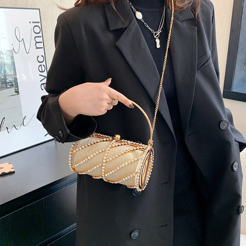 Famosa catena di perle tempestate di Internet per borsa da pranzo a tracolla, gabbia da trasporto in metallo alla moda, borsa da donna monospalla_voghion.com