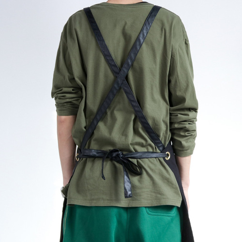 Denim apron barber shop hairdresser manicure print logo kitchen baking bar cafe milk tea shop work clothes