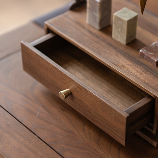 Qingtang New Chinese-style Black Walnut Solid Wood Brush Rack Living Room Study Zen Style Study Four Treasures Calligraphy Storage Box