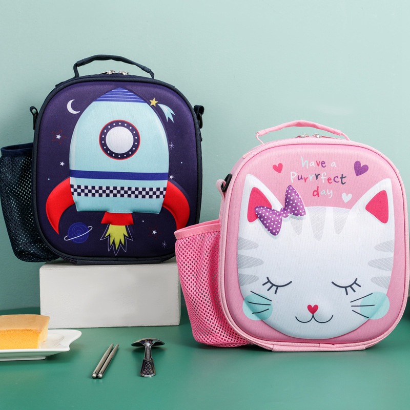 Nueva bolsa cruzada con compartimento para hielo para niñas, bolsa térmica, lonchera escolar con diseño de unicornio, lonchera portátil para niños