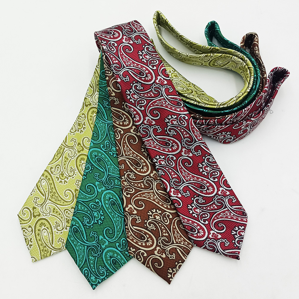 Corbata informal de negocios para hombre, en stock de fábrica, estilo nuevo atado a mano, diseño paisley, jacquard de poliéster y seda, 8 cm