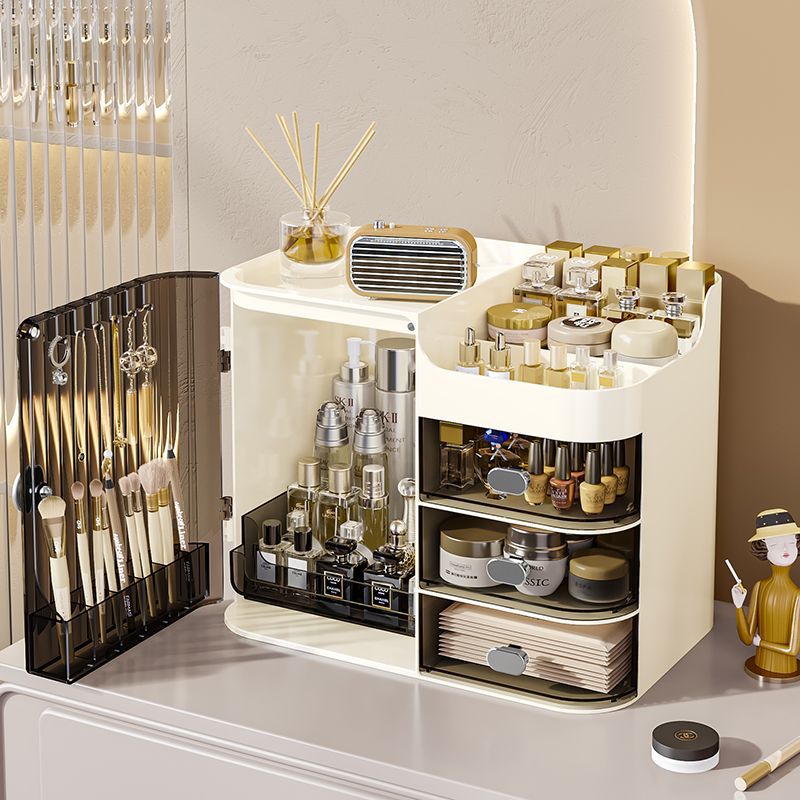 cubierta cosmética mesa de almacenamiento a prueba de polvo para productos de cuidado de la piel comedor de gran capacidad tipo cajón estante de maquillaje de belleza