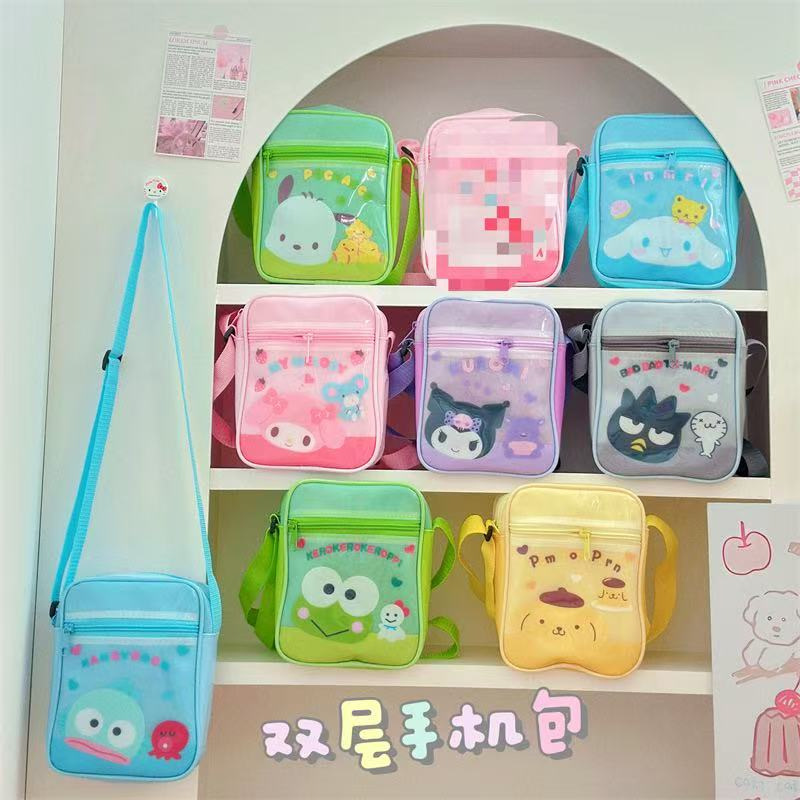 可爱马卡龙双层手机包斜挎包果冻包手机钱包零钱收纳包防水随身包