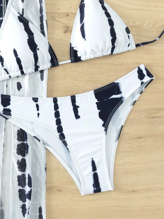 Elegant, Basic Style Women's Elegant Basic Printing 3 Pieces Set Bikinis Swimwear