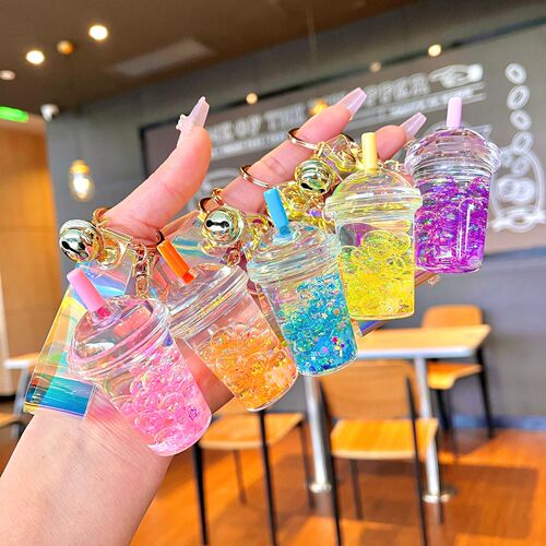 Oil-infused liquid quicksand bottle ornaments new creative drift bottle gifts acrylic keychain accessories bag pendants