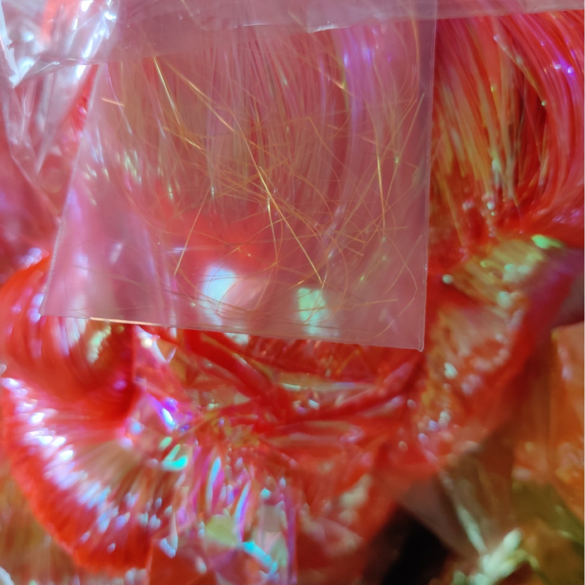 半透明大红色闪亮丝装饰品碎纸线透明色天蓝亮丝绿色亮纸切合细金