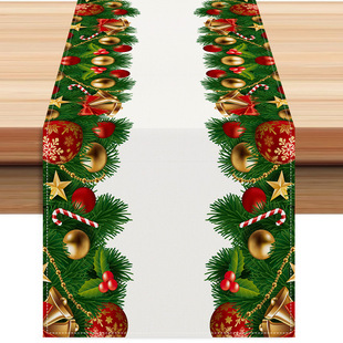 New Christmas Bell Table Runner Christmas Holiday Cabinet Decorative Table Cloth Cushion Tea Flag Cross-border Home Printed Tablecloth