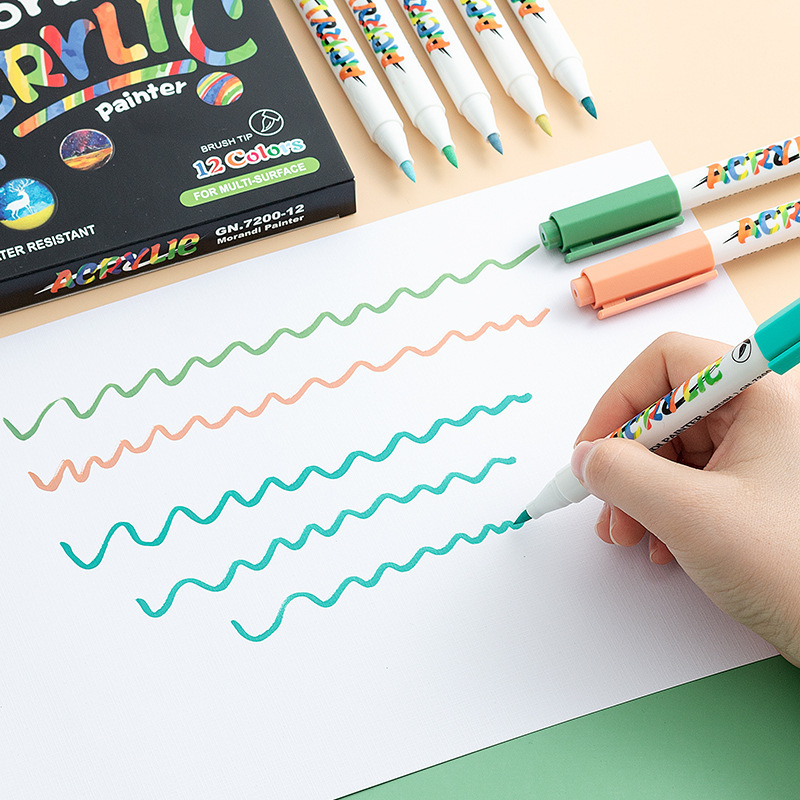 Guangna GN7200 algodón núcleo suave cabeza Morandi color acrílico marcador 12 color 24 color traje transfronterizo exclusivo