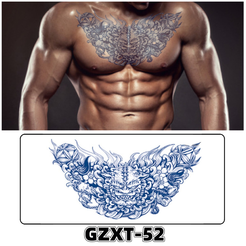 Pegatinas de tatuaje de jugo de pecho de flores pegatinas de tatuaje de hierbas de brazo grande de flores sudor impermeable media hoja alas de flores pegatinas de tatuaje al por mayor