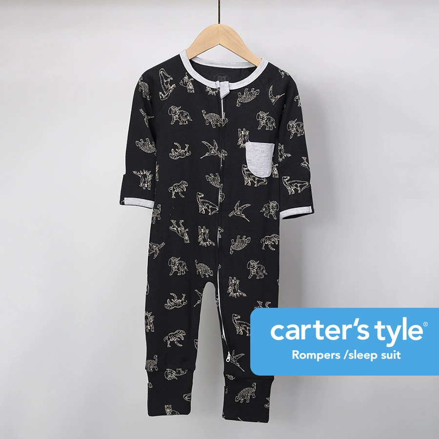 Стиль Carter's молния хлопковый утепленный снизу без ножек двухсторонний комбинезон для детей, рукава для ползания, домашняя одежда