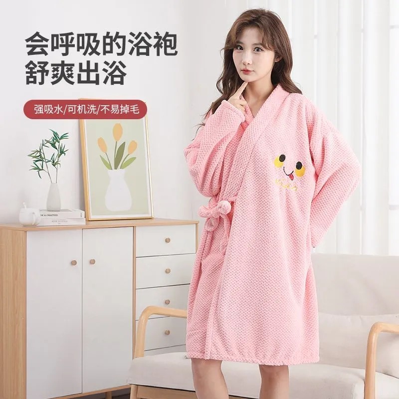 秋冬加厚浴袍2025新款长袖系带浴裙浴巾可穿女速干超强吸水不掉毛|undefined