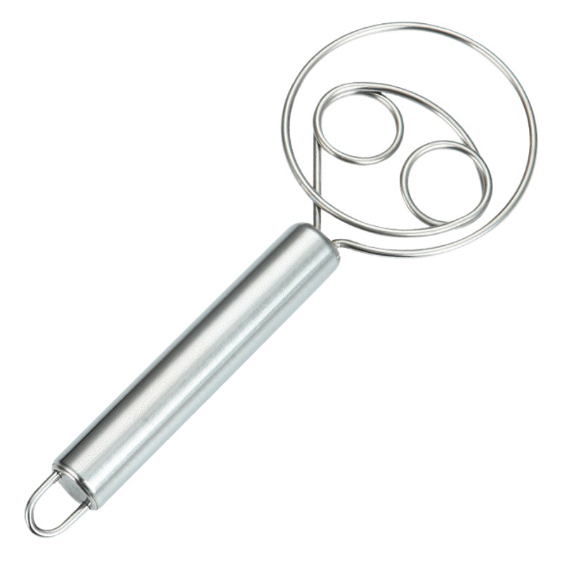 Kitchen stainless steel double-eye coil flour blender household baking tool egg and noodle manual stirring rod