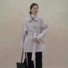 大连宣美~24年Gao阶 实穿系带双面羊毛大衣女式秋冬短款外套D-614