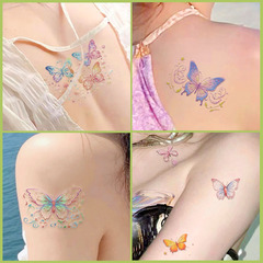 性感少女紋身貼女蝴蝶鎖骨手臂高級感持久草本不反光仿真跨境
