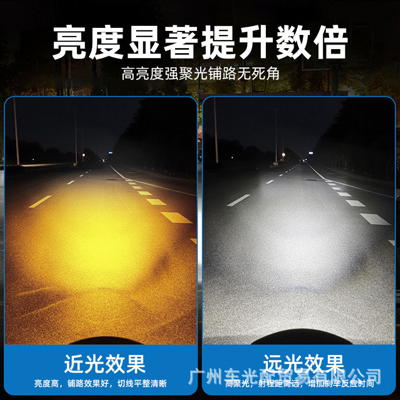 Cross-Border High-Brightness Motorcycle Led Yellow and White Dual-Color Spotlight H4 Ba20D P15D Three-Prong Motorcycle Headlight