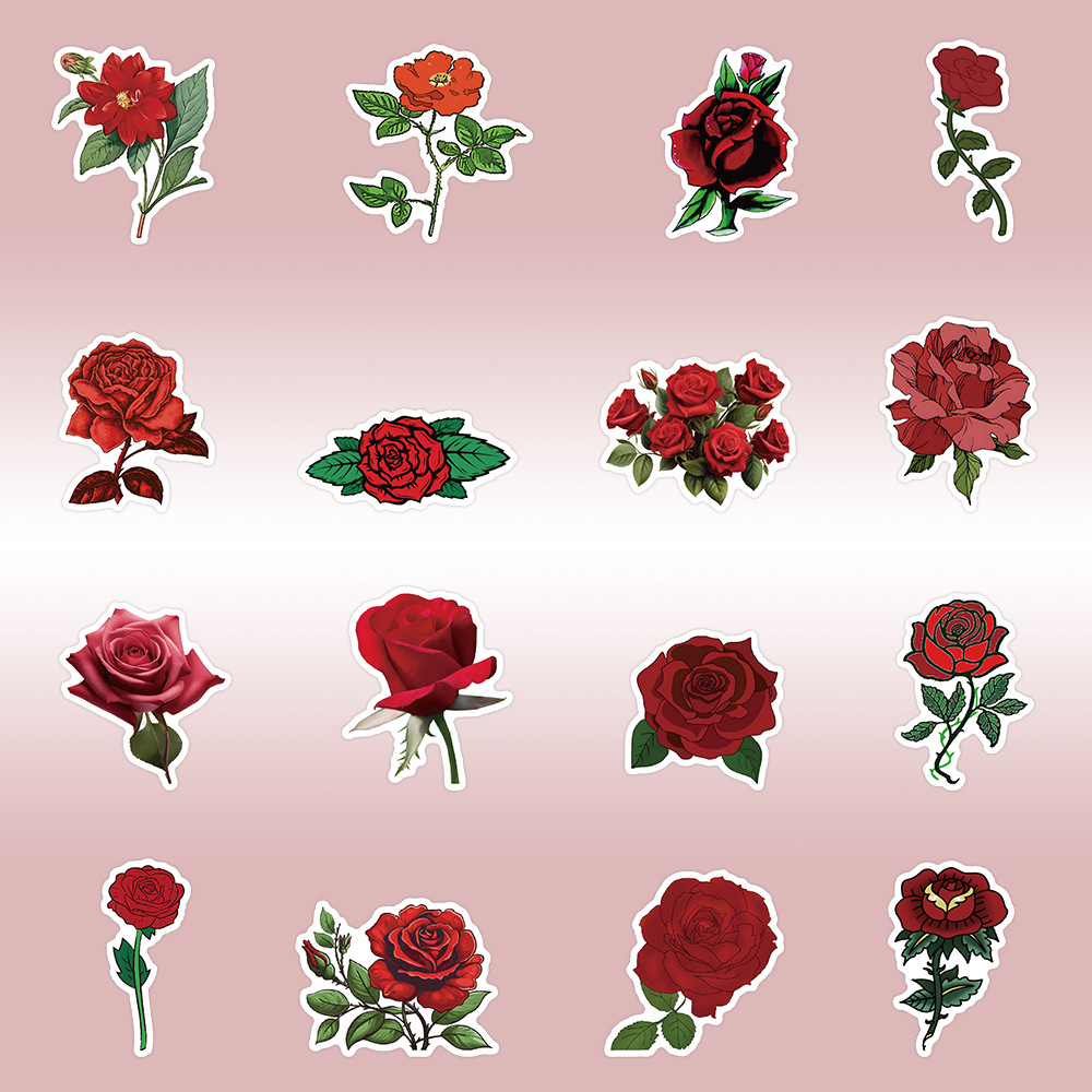 30g Weight Stickers Stationery Type 1 Set Quantity School, Graduation Occasion Adhesive Sticker Material Rose Pattern Cute, Pastoral Style 1 Set Rose School Graduation Adhesive Sticker Cute Pastoral Stickers 1