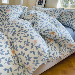 Printed cotton four-piece cotton 40 ins wind quilt cover bed sheet bed hat pillowcase bedding four-piece set A