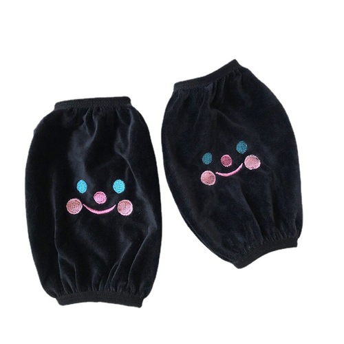 Cozy Cartoon Student Sleeve Set - Autumn/Winter New Arrival, Korean Style Anti-Dirt Fleece Short Sleeve Cover, Internet Celebrity Fashion Protection Sleeve, Instagram Trendy