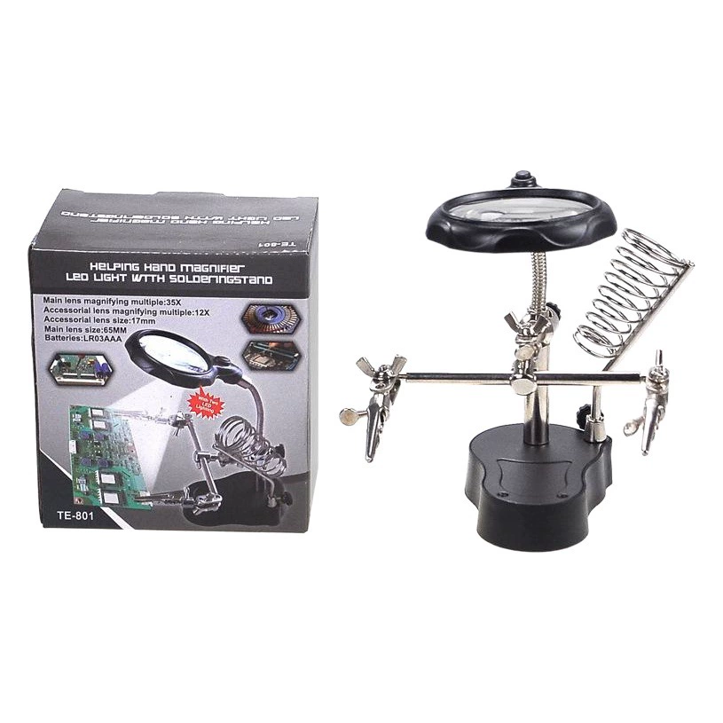 Светодиодная лампа Тип зажима увеличительное стекло Ремонт Вспомогательный зажим лупа инструмент материнская плата электронное оборудование для обслуживания Лупа