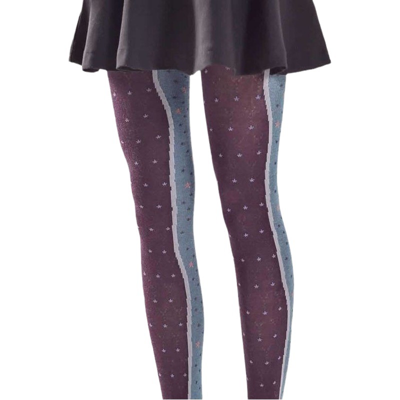 9402在庫あり卸売 日本製ジャカード織り配色保温レギンス 秋冬ニットジャカード糸パンスト 女性用