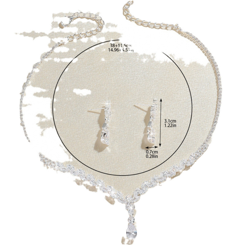 Temperamento lusso splendente zircone collana orecchini set moda ciondolo collana gioielli per le donne_voghion.com