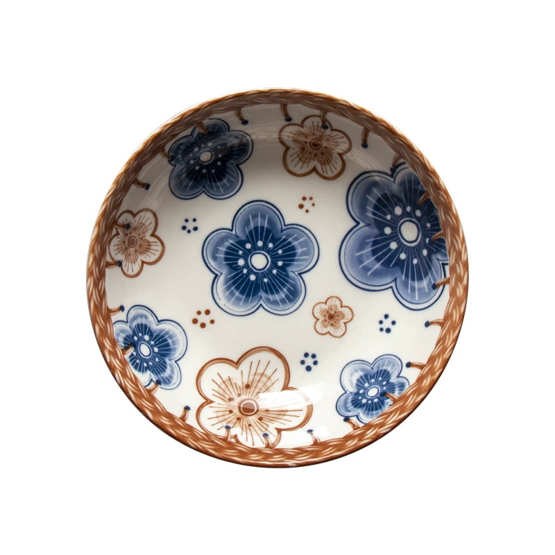 Sauce Dish (Japanese-style) Ceramic Under-Glaze Vine Pattern, Small Dipping Plate, Assorted Designs