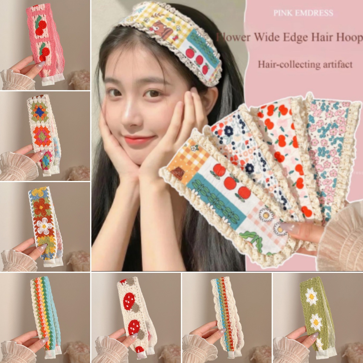 Korean-style French women's magic tape hair accessory, non-pressing bangs clip, high-end pastoral style hair clip, headband