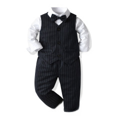 Boys' Formal Dress Suit Set Including Vest, Shirt, Pants, and Trousers with British Style for Children, Perfect for Hosts and Formal Events