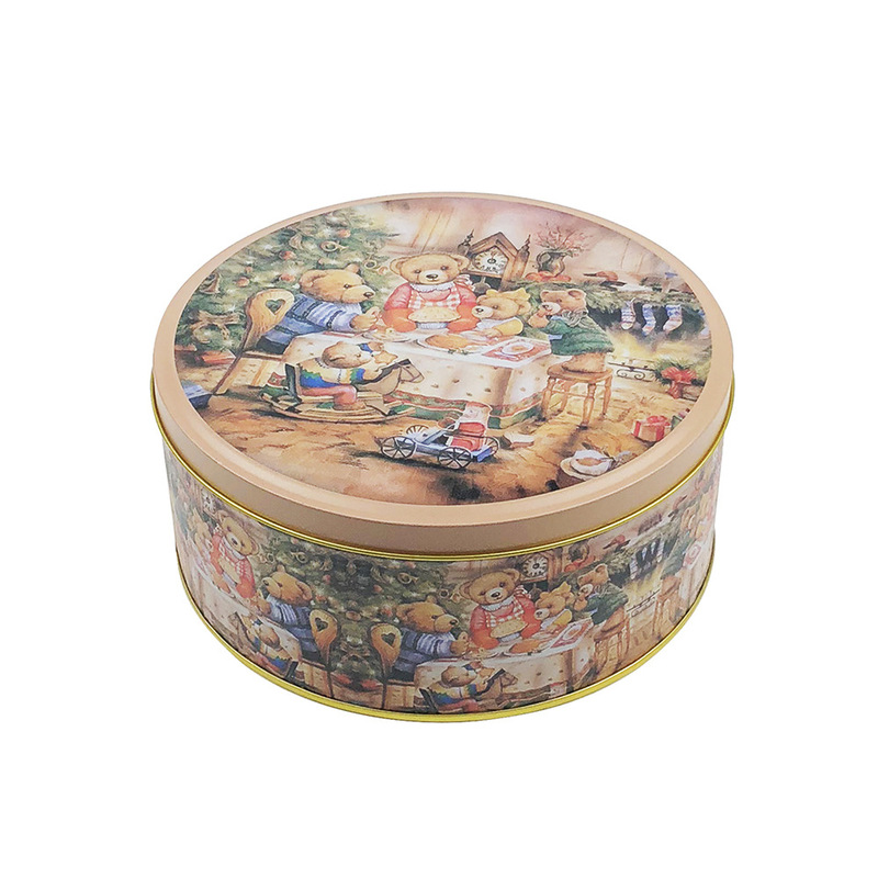 古典的な熊ビスケット鉄箱大中小ブリキ円形鉄缶手作りクッキーケース食品包装シール|undefined