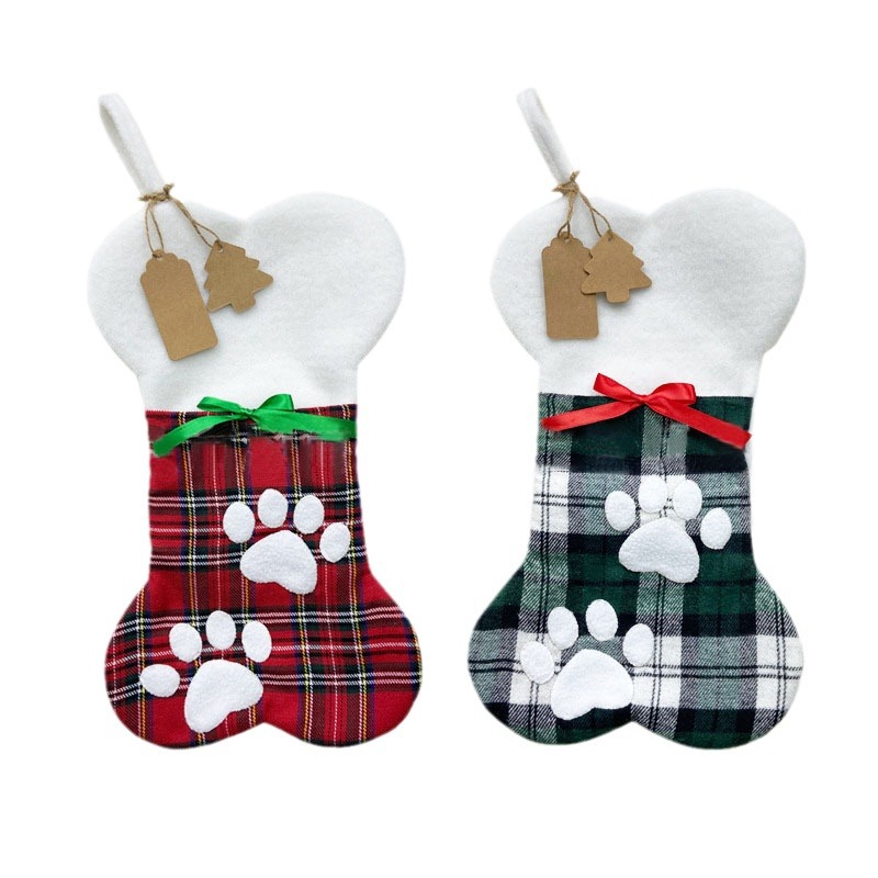 Nuevos calcetines de hueso de Navidad transfronterizos colgantes calcetines de Navidad bolsas de regalo de Navidad decoraciones de atmósfera de vacaciones bolsas de regalo