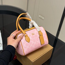 高品质Rowan18迷你波士顿枕头包彩虹色经典老花手提单肩腋下包女