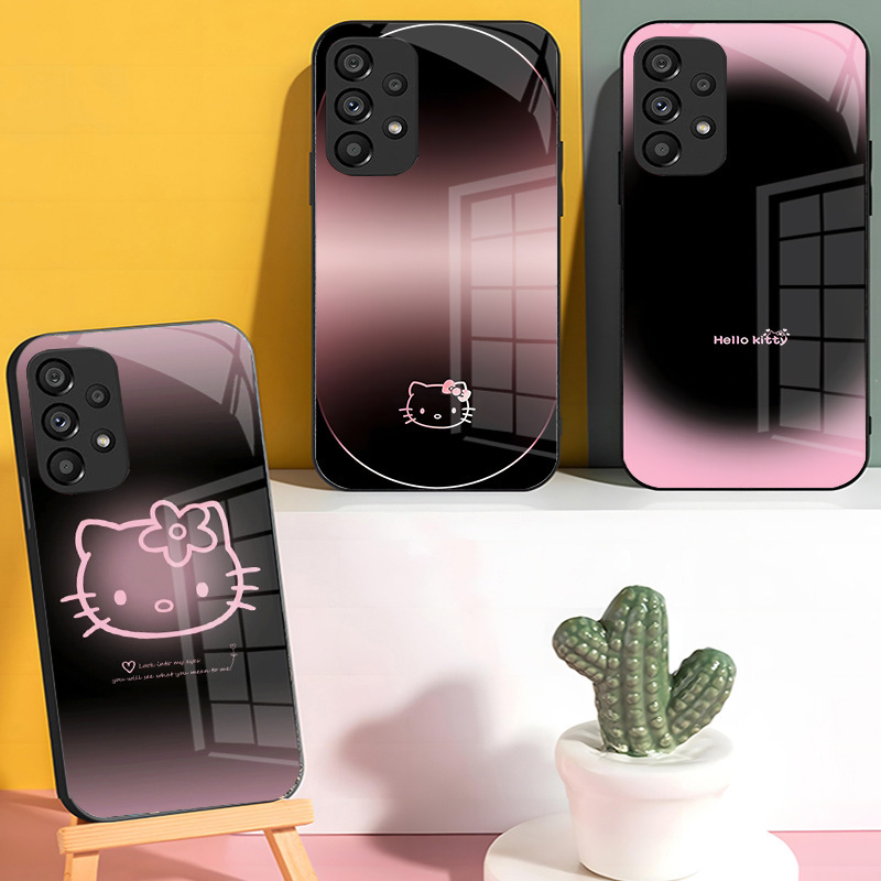 For Samsung S25 Mobile Phone Case S24 Cartoon S23 Gradient S22 Hello Kitty S21 Glass S10 Pink FE Girls For Samsung S25 Mobile Phone Case S24 Cartoon S23 Gradient S22 Hello Kitty S21 Glass S10 Pink FE Girls