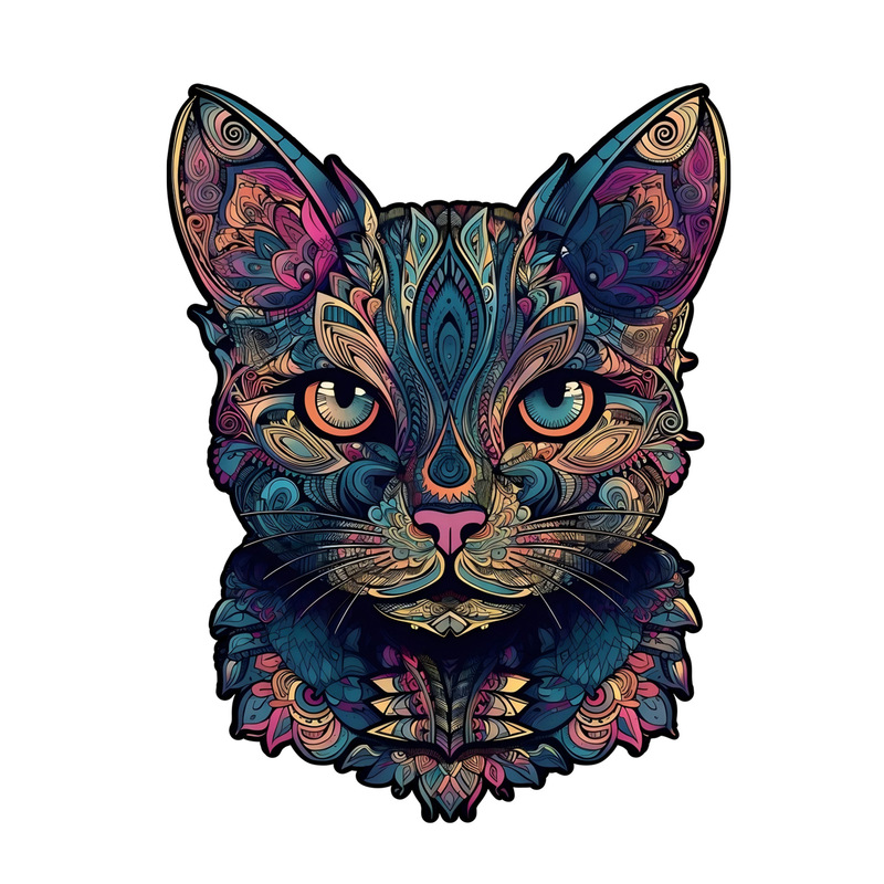 跨境木质猫拼图玩具不规则异形拼图礼物解压游戏|undefined