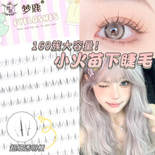 梦鹿假睫毛分段式小火苗透明梗下睫毛自然上镜漫画眼