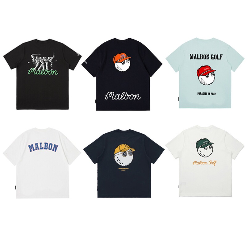 Mal GOLF trendy brand unisex pure cotton golf short-sleeve sports training T-shirt with round neck Mal GOLF trendy brand unisex pure cotton golf short-sleeve sports training T-shirt with round neck