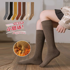 加厚保暖長筒襪女毛圈小腿襪子純色毛巾襪秋冬季睡眠加絨高筒棉襪