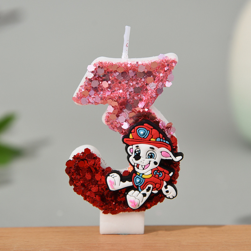 Creative Paw Patrol Digital Birthday Candles Cake Party Decorations Handmade Cool Figurine Birthday Candles