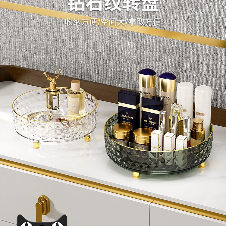 Rotating cosmetic capacious storage box, storage system, table dressing table for skin care, perfume, light luxury style