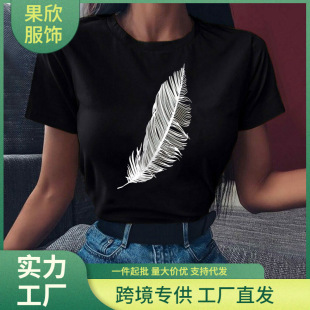 ӡ��T�� Ů�b Lady Cartoon Feather Cute Printing T Shirts Fa