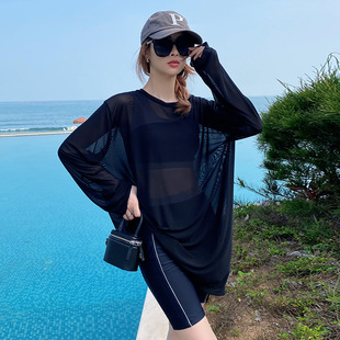 Plus size swimsuit women's three-piece set 2023 fashion new small chest boxer shorts hot spring vacation wholesale swimsuit