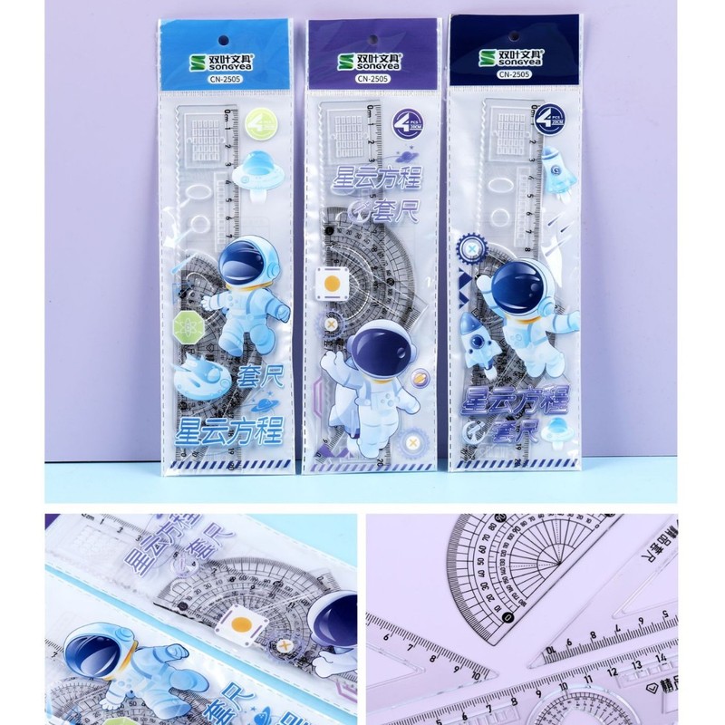 工場卸売新しいクリエイティブ透明定規学生定規三角プレート試験絵画 4 ピース定規卸売|undefined