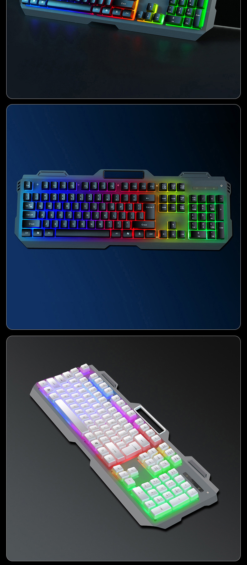 1026g Weight Wired Keyboard Classification Metal Material Letter Pattern Casual Style Casual Letter Metal Wired Keyboard