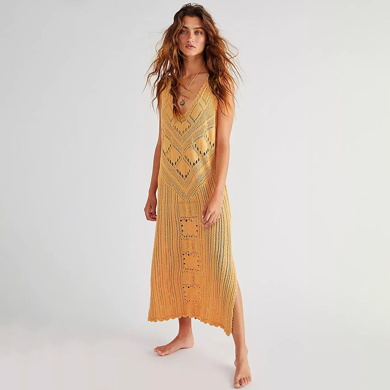 Nuevo chaleco europeo y americano punto falda hueco-fuera sexy Playa Sol protección ropa vacaciones bikini blusa traje de baño desgaste exterior mujeres