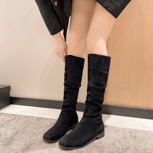 Women's tall boots, high-heeled, stylish, chunky boots, spring and autumn single boots, thick-soled, Martin boots.