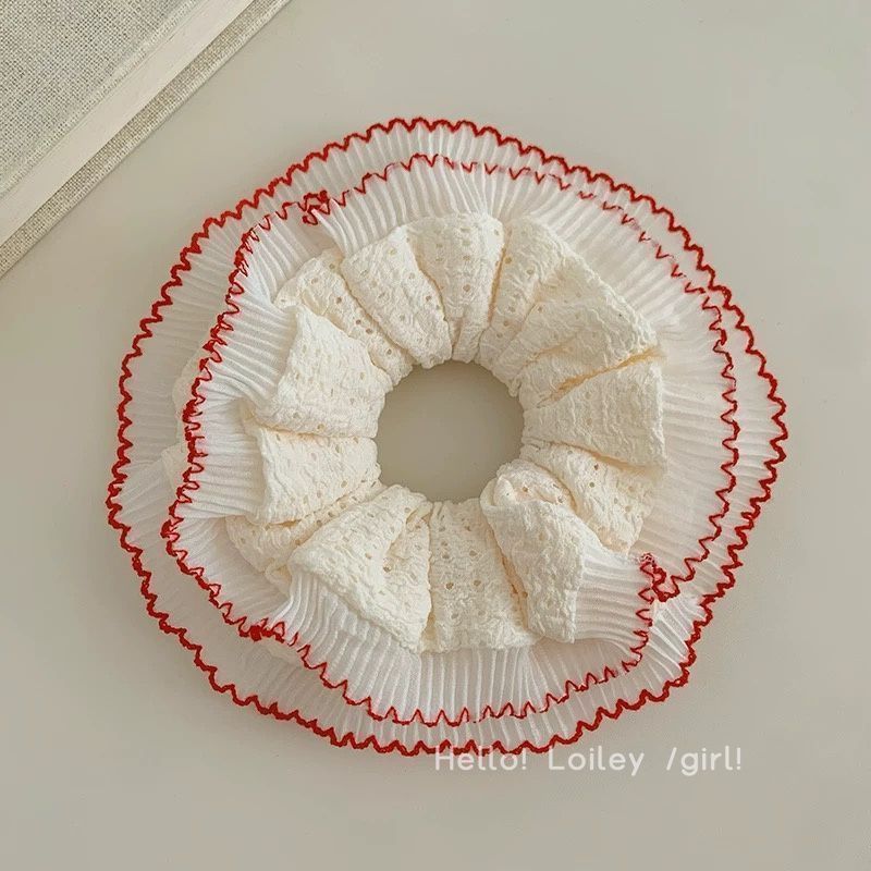 Encaje retro francés, diadema de intestino grueso, mujer 2025, nuevo estilo, cuerda para el cabello, banda de goma, lazo, dulce cuerda para el cabello, accesorios para el cabello