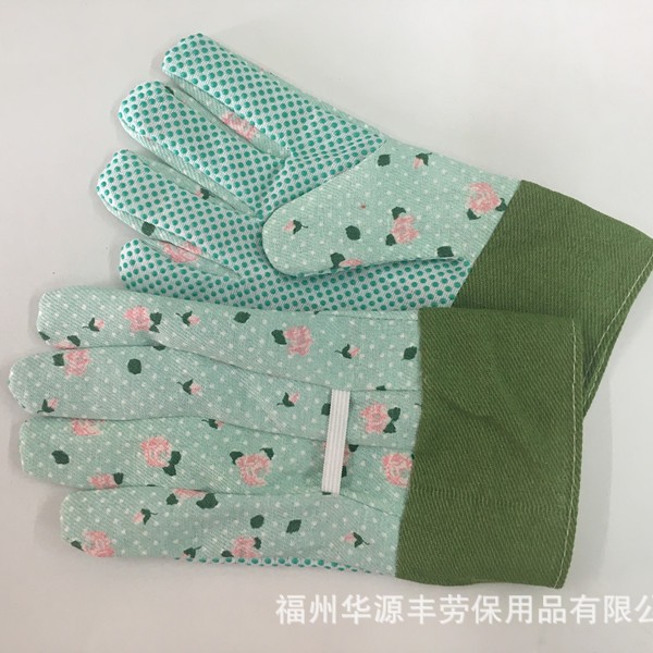 印花PVC点珠平口花园手套