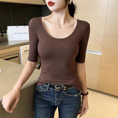 モーデールtシャツレディース半袖夏ゆったり半袖见せ痩せ中袖大きいサイズブラック五分袖ボトムシャツtシャツ